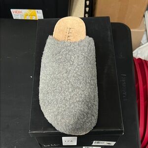 Nicole Miller Gray Fuzzy Slip-On Mule